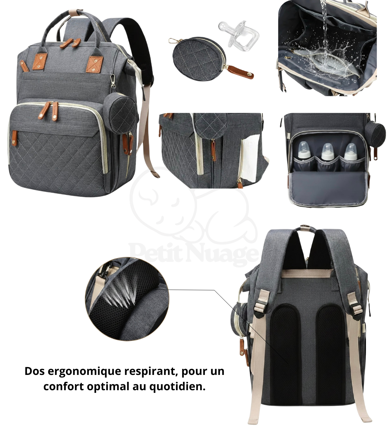 Sac à langer bébé imperméable grande capacité – multifonction sac à dos maternité Petit Nuage®