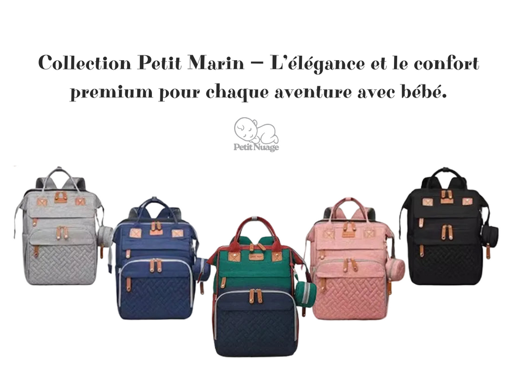 Sac à langer bébé – Collection Premium Petit Marin | Élégance & Confort – Petit Nuage©
