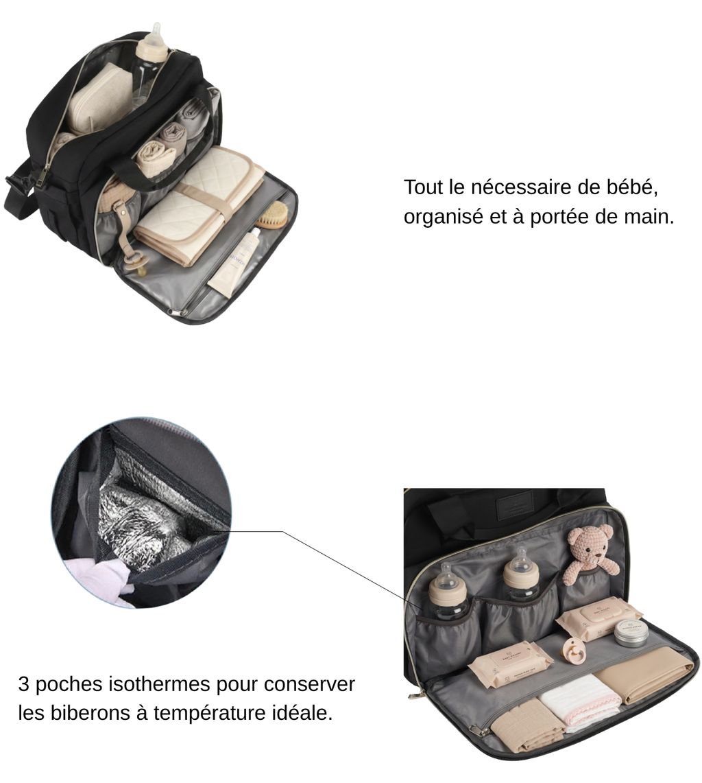 Sac à langer bébé bandoulière imperméable grande capacité – Petit Nuage®